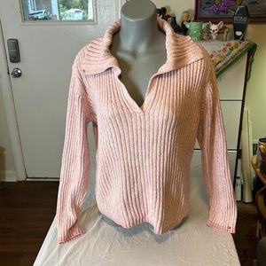 Tommy Hilfiger Y2K V-neck Pink Pullover Sweater in Size XXL